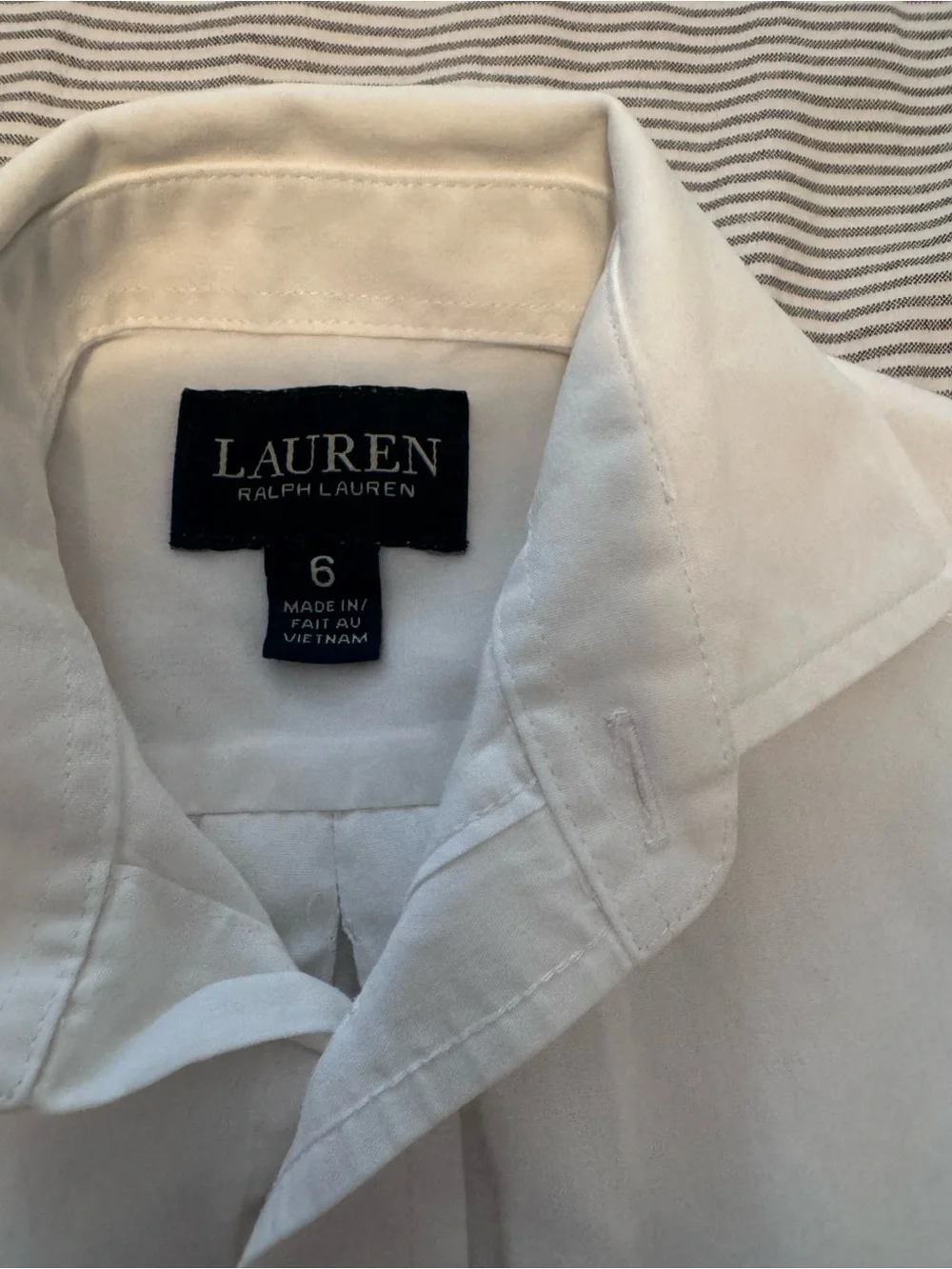 Ralph Lauren White Long-Sleeve Button-Down Dress Shirt with Embroidered Crest